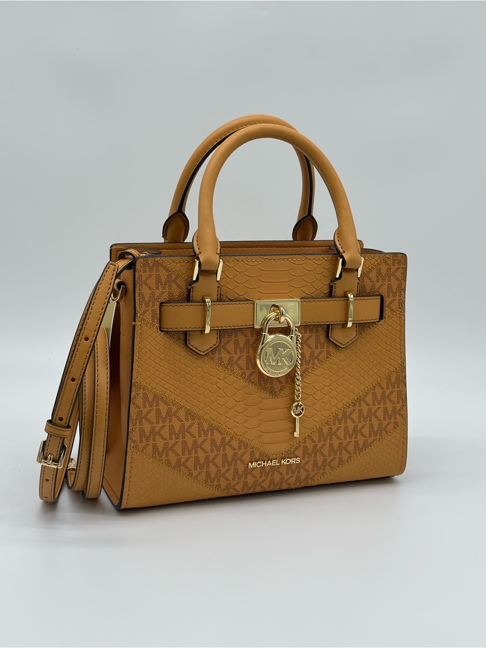 Michael Kors Tan/Camel Signature Satchel with Gold Hardware